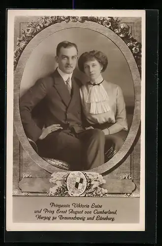 AK Portrait von Prinzessin Viktoria Luise und Prinz Ernst August von Cumberland, Herzog zu Braunschweig und Lüneburg