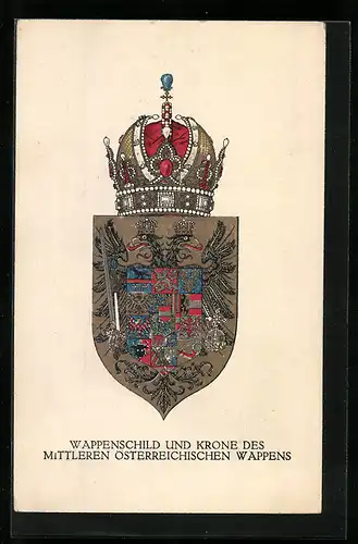 AK Rotes Kreuz Nr. 286 Wappenschild und Krone des mittleren österreichischen Wappens