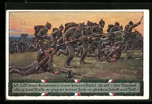 Künstler-AK Paul Hey: Unsere Feldgrauen, Ich hatt` einen Kameraden...