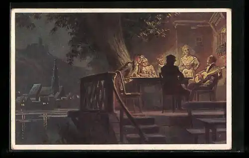 Künstler-AK Paul Hey: Volksliederkarte Nr. 32: An den Rhein, an den Rhein