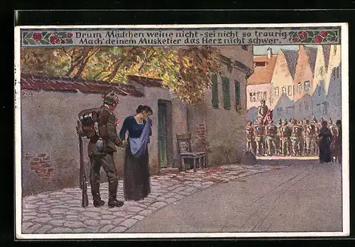 Künstler-AK Paul Hey: Soldat verabschiedet sich von seiner Frau