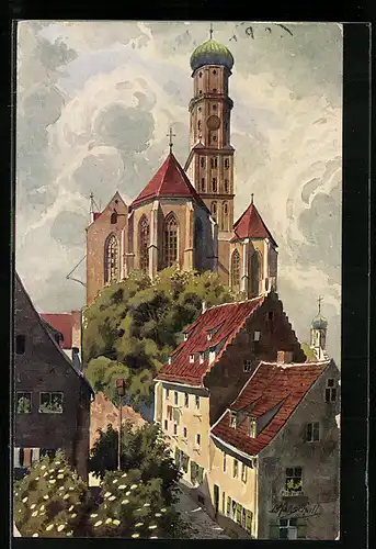 Künstler-AK Vinzenz Marschall: Augsburg, St. Ulrichskirche von Osten