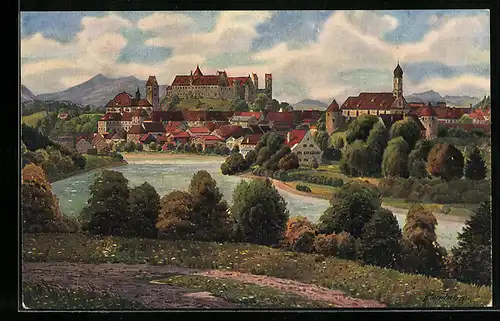 Künstler-AK Vinzenz Marschall: Füssen am Lech, Teilansicht