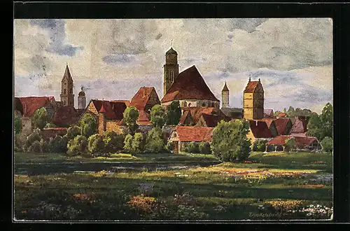 Künstler-AK Vinzenz Marschall: Dinkelsbühl, Panorama des Ortes