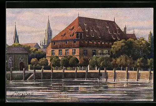 Künstler-AK Vinzenz Marschall: Konstanz a. Bodensee, Blick zum Konziliumsgebäude