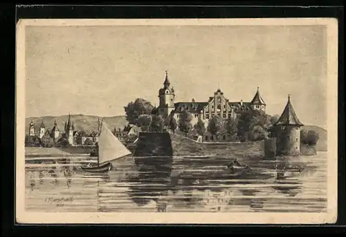 Künstler-AK Vinzenz Marschall: Lindau im Bodensee, Ortsansicht