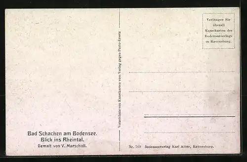 Künstler-AK Vinzenz Marschall: Bad Schachen /Bodensee, Blick ins Rheintal