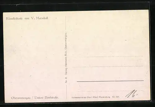 Künstler-AK Vinzenz Marschall: Oberammergau, Untere Dorfstrasse