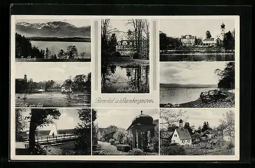 AK Bernried a. Starnbergersee, Café am See, Kriegerdenkmal