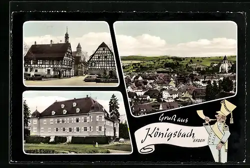 AK Königsbach /Baden, Strasse mit Fachwerkshäusern, Gasthaus