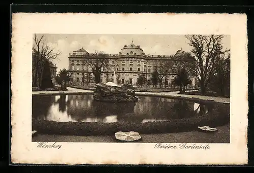 AK Würzburg, Gartenseite der Residenz