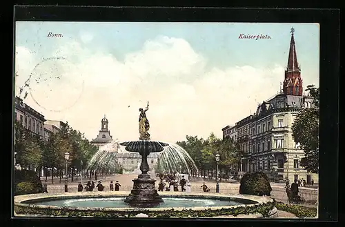 AK Bonn, Springbrunnen am Kaiserplatz