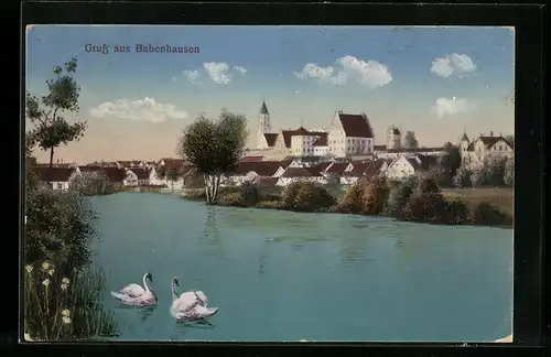 AK Babenhausen, Ortsansicht von der anderen Flussseite aus