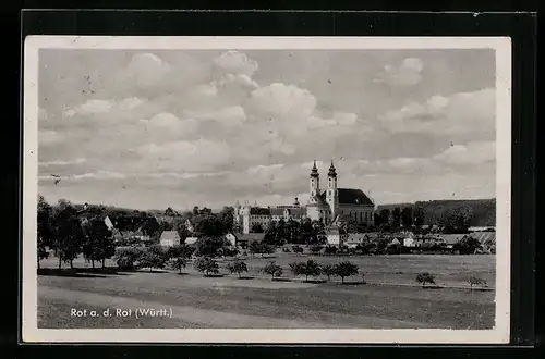 AK Rot a. d. Rot /Württ., Ortspartie mit Kirche