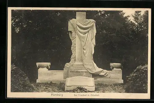 AK Hamburg-Ohlsdorf, Friedhof mit Denkmal Schöpfungen