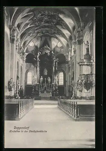 AK Deggendorf, Hochaltar in der Stadtpfarrkirche