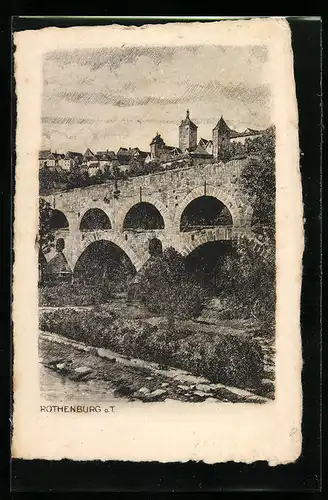 Künstler-AK Rothenburg o. T., Ortspartie