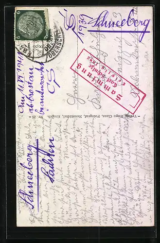 AK Schneeberg i. Sa., Teilansicht mit Kirche