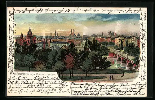 Lithographie München, Ansicht vom Maximilianeum
