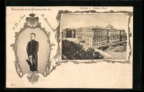 AK Madrid, Palacio Real, D. Alfonso XIII. von Spanien