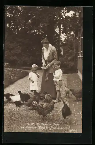 AK I. K. H. Prinzessin Franz von Bayern mit Prinzessin Maria und Prinz Ludwig