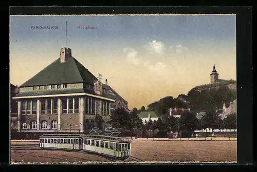 AK Siegburg, Kreishaus, Strassenbahn
