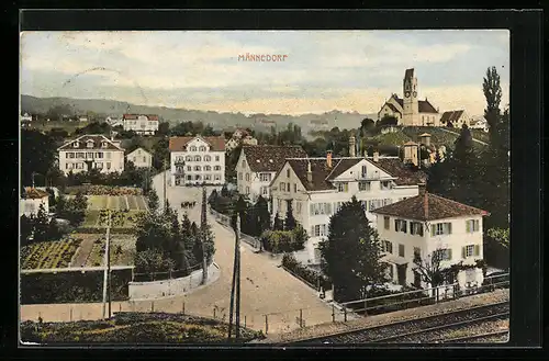 AK Männedorf, Ortspartie aus der Vogelschau