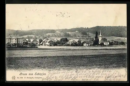 AK Schüpfen, Ortspartie mit Kirche