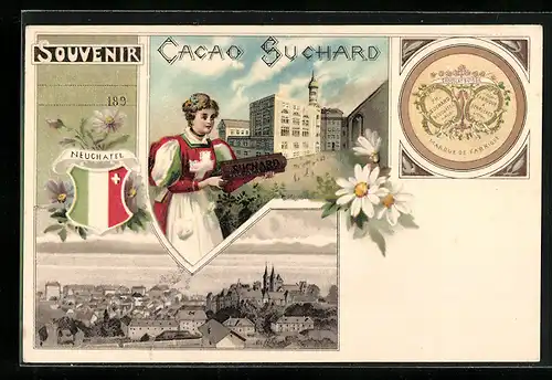 Lithographie Neuchatel, Cacao Suchard, Marque de Fabrique