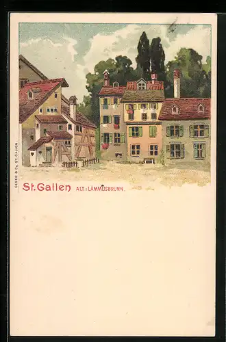 Künstler-AK St. Gallen, Partie am Lämmlisbrunn