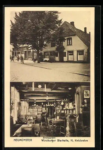 AK Neumünster, Gasthaus Würzburger Bierhalle, Restaurant, Innenansicht