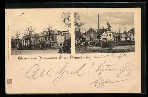 AK Neumünster, Soomann`s Hotel, Denkmal