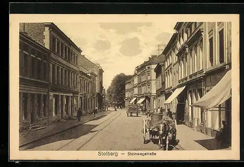 AK Stolberg, Fuhrwerke auf der Steinwegstrasse