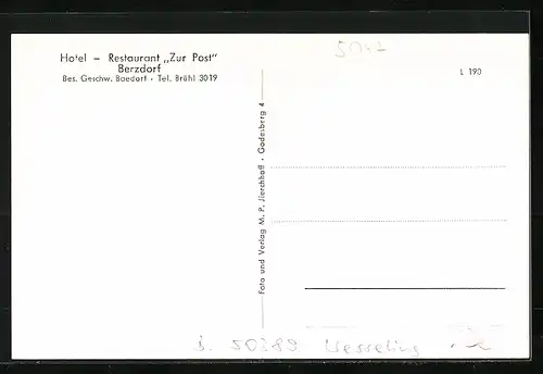 AK Berzdorf, Gasthof zu Post von Innen und Aussen