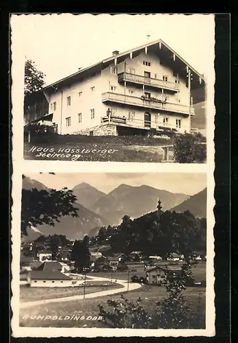 AK Ruhpolding /Obb, Hotel Haus Hasslberger am Steinberg, Ortspartie