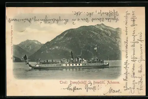 AK Tirol, Dampfschiff St. Benedikt auf dem Achensee