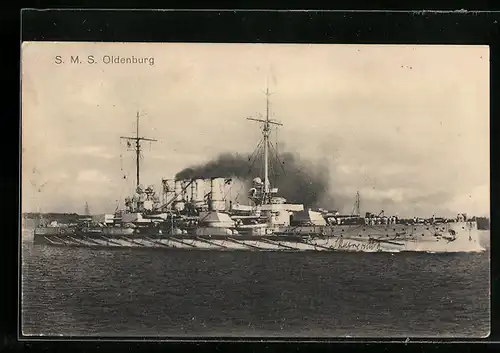 AK S.M.S. Oldenburg auf See, Kriegsschiff