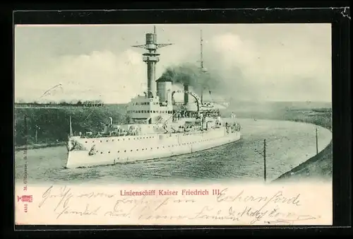 AK Linienschiff Kaiser Friedrich III, Kriegsschiff
