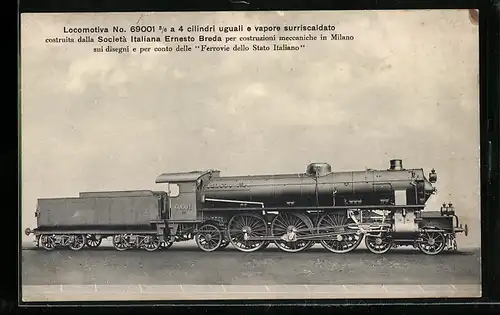 AK Locomotiva No. 69001 3 /6 a 4 cilindri uguali e vapore surriscaldato, Italienische Eisenbahn