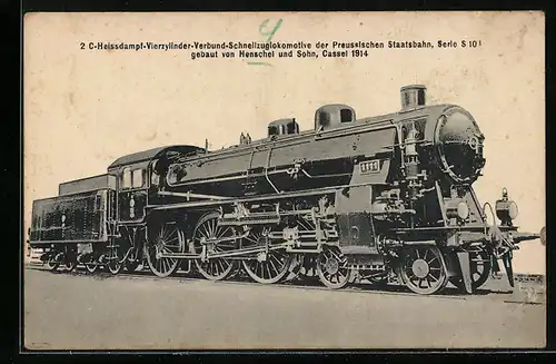 AK 2C-Heissdampf-Vierzylinder-Verbund-Schnellzuglokomotive der Preussischen Staatsbahn, Serie S 101, Henschel und Sohn