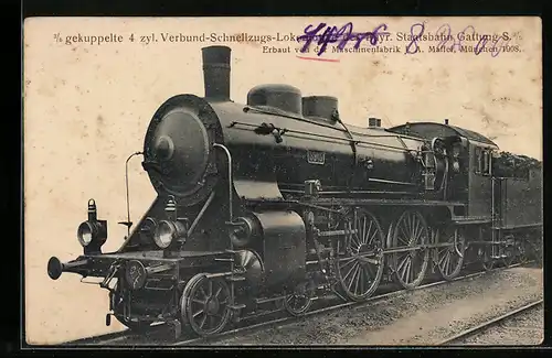 AK Schnellzugs-Lokomotive der Bayr. Staatsbahn, Gattung S 3 /5, J.A. Maffei