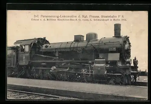 AK Eisenbahn, 2-C Personenzug-Lokomotive der Kgl. Preuss. Staatsbahn P 8, L. Schwarzkopff