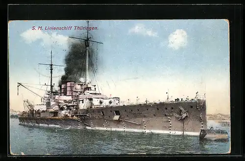 AK Kriegsschiff SM Linienschiff Thüringen
