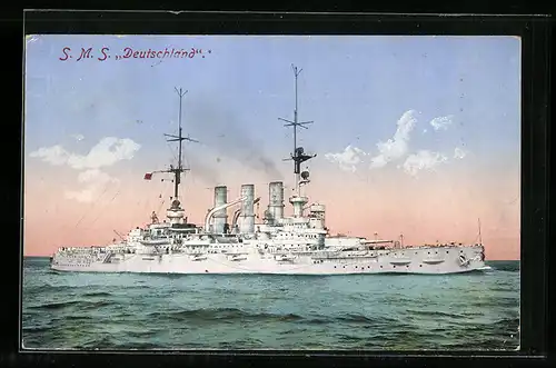AK Kriegsschiff SMS Deutschland auf Fahrt