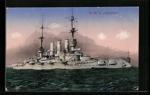 AK Kriegsschiff SMS Schlesien macht leichte Fahrt