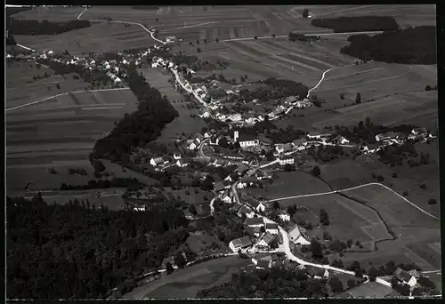 Fotografie P. Zaugg, Aero-Union Grenchen, Ansicht Damphreux, Fliegeraufnahme