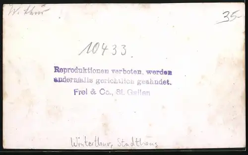 Fotografie Frei & Co., St. Gallen, Ansicht Winterthur, Partie am Stadthaus