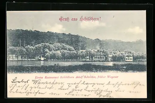 AK Berlin-Grunewald, Schildhorn, Erstes Restaurant Schildhorn Adolf Schröder, früher Wegener