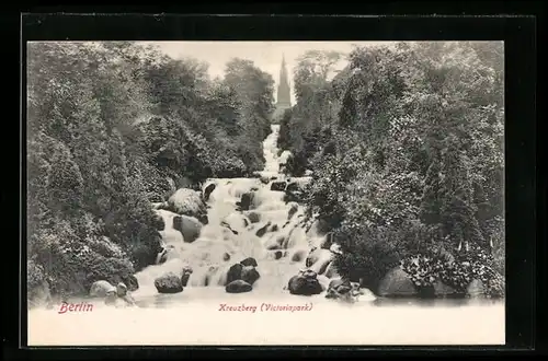 AK Berlin-Kreuzberg, Wasserfall im Victoriapark