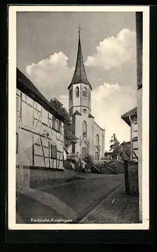 AK Karlsruhe-Knielingen, Partie an der Kirche